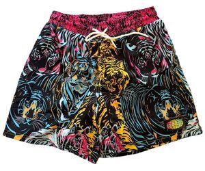 SLUNKS Men's LARGE Lined Volleyball Athletic Shorts Tiger Print